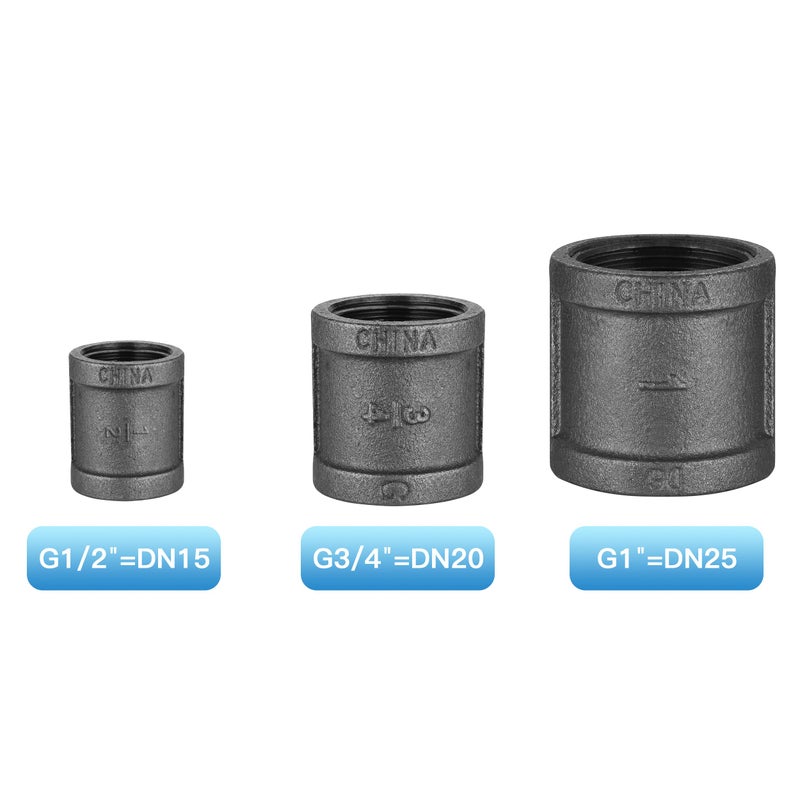 Home TZH 1" Pipe Fitting Coupling, 10 Pack Malleable Iron Cast Pipe Coupling for Steam-punk Vintage Shelf Bracket DIY Plumbing Pipe Decor Furniture (10, 1") - Image 3